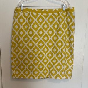 Boden Yellow and White Pencil Skirt